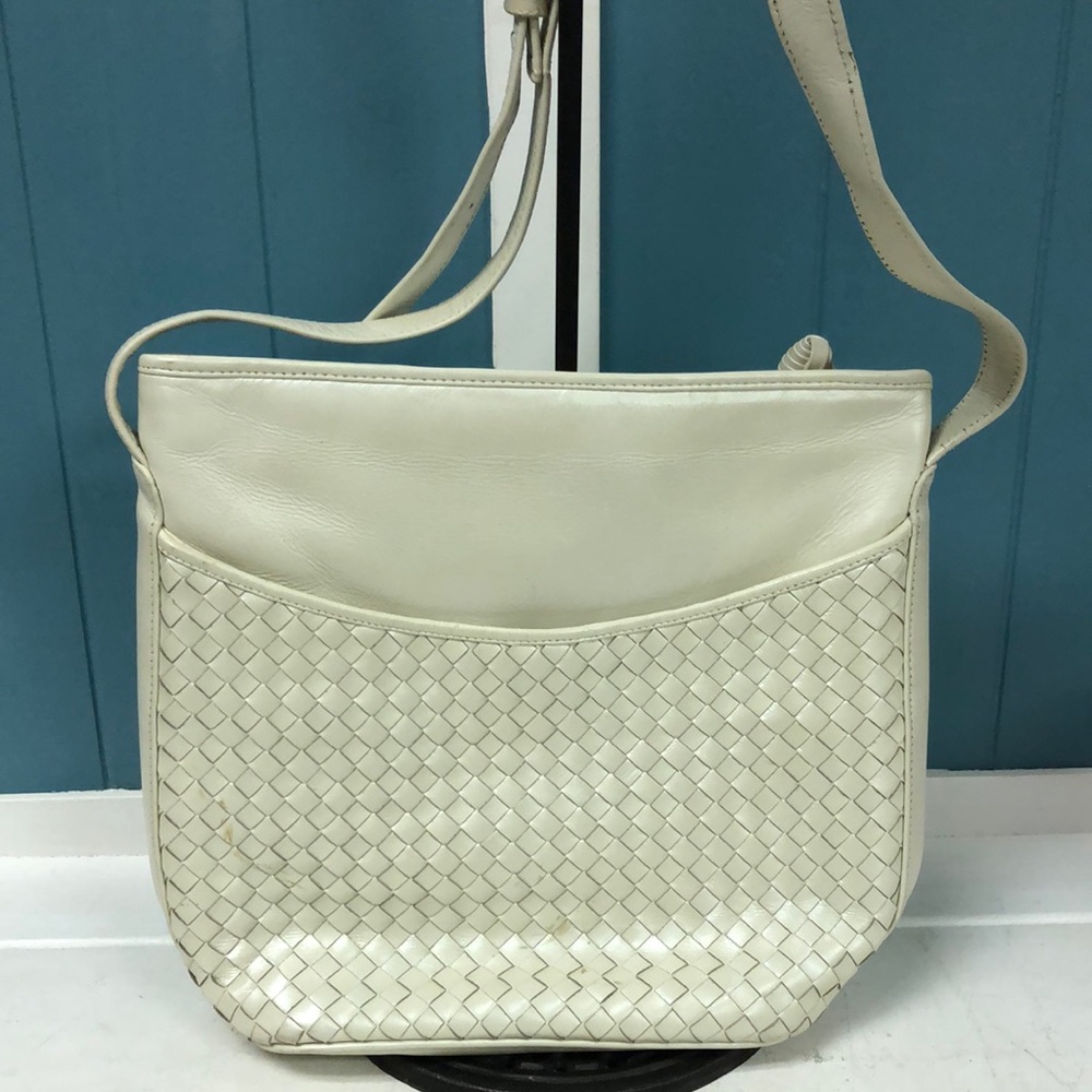 Vtg Aspects by‎ Lisette pear cream woven bag 9” x 11”